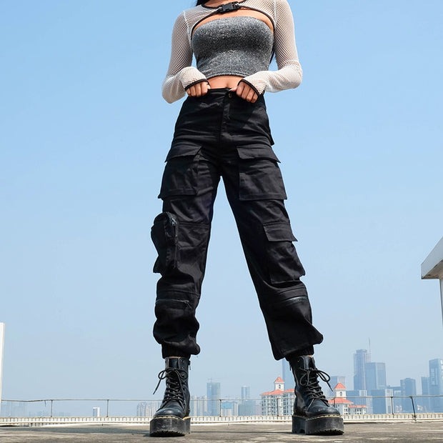 Fashionable Black Cargo Pants