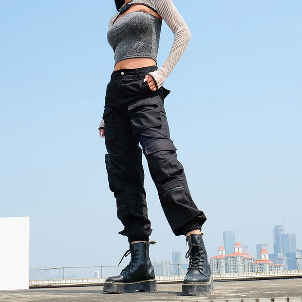 Fashionable Black Cargo Pants